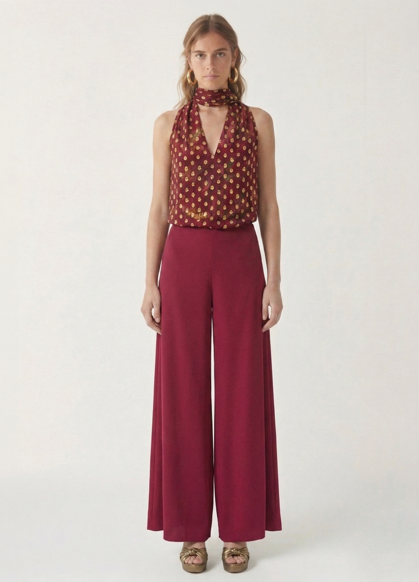 Conjunto de blusa y pantalón rojo Lara-Dylan