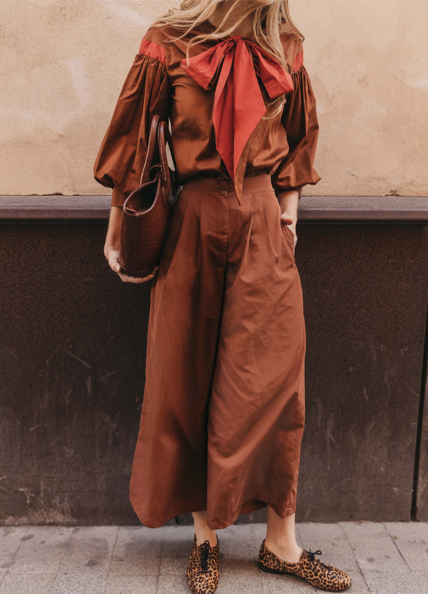 Bessie-Riley brown blouse and trouser set