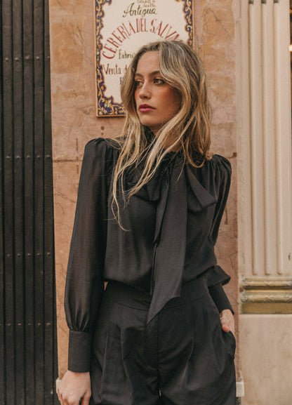 Tiana-Riley black blouse and pants set