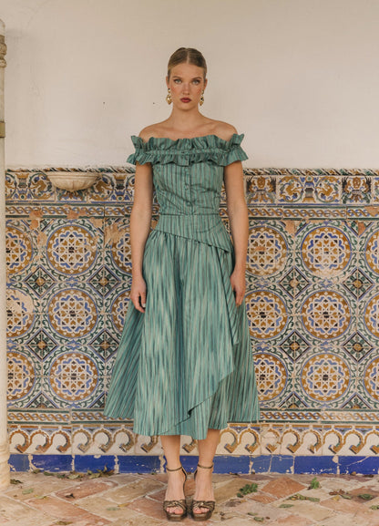Celina-Cameron sage top and skirt set