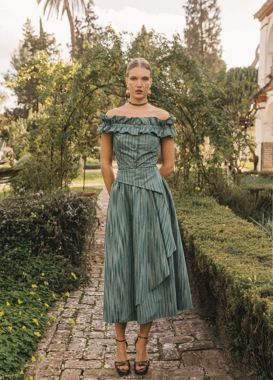 Celina-Cameron sage top and skirt set