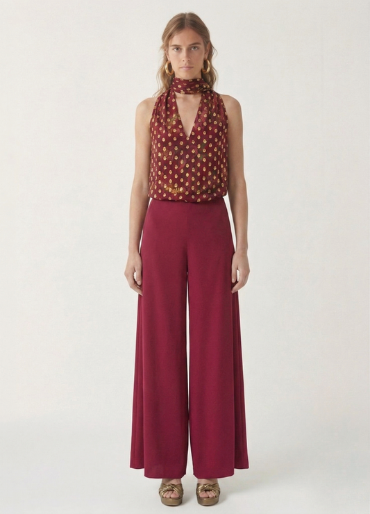 Conjunto de blusa y pantalón rojo Lara-Dylan