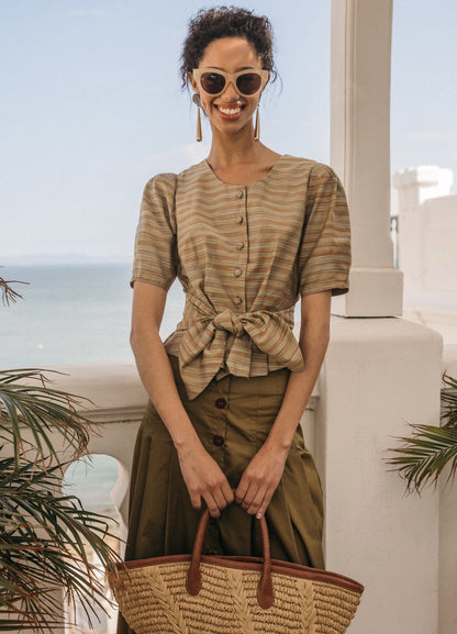 Rowan-Simone khaki top and skirt set
