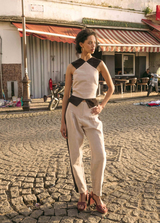 Conjunto de top y pantalón Ebony-Ivory